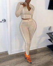 Load image into Gallery viewer, Color Border Long Sleeve Zipper Closure Suit Sets