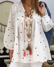 Load image into Gallery viewer, Printing Lace Stitching Long Sleeve Blouse