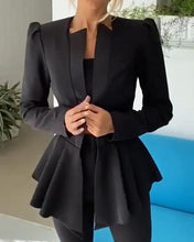 Load image into Gallery viewer, Ruffles Solid Long Sleeve Blazer Coat