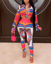 Load image into Gallery viewer, Retro Patterns Print Long Sleeve Skinny Suit Sets
