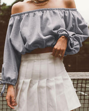 Load image into Gallery viewer, Solid Color Puff Sleeve Cropped Blouse