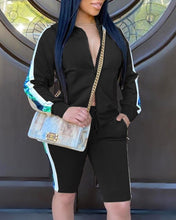 Load image into Gallery viewer, Striped Long Sleeve Loose Coats Sporty Suit Sets