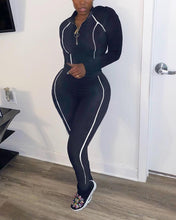 Load image into Gallery viewer, Color Border Long Sleeve Zipper Closure Suit Sets