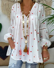 Load image into Gallery viewer, Printing Lace Stitching Long Sleeve Blouse