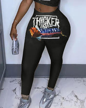 Load image into Gallery viewer, Letter Cartoon Print Crop Top & High Waist Pants Set