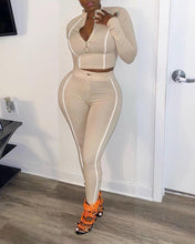 Load image into Gallery viewer, Color Border Long Sleeve Zipper Closure Suit Sets