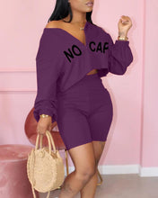 Load image into Gallery viewer, Letter Print Long Sleeve Loose Cropped Sweatshirts