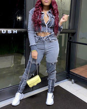 Load image into Gallery viewer, Stitching High Waist Slim Jean Pants