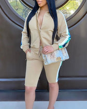 Load image into Gallery viewer, Striped Long Sleeve Loose Coats Sporty Suit Sets