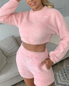 Solid Color Long Sleeve Sweater Suit Sets