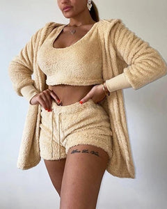 Solid Color Long Sleeve Sweater Suit Sets