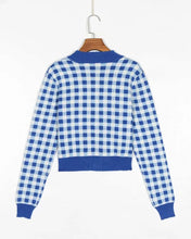 Load image into Gallery viewer, Gingham Long Sleeve Skinny Cropped Cardigans
