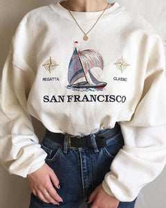 Printing Long Sleeve Loose Sweatshirt