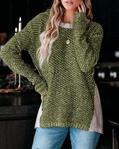 Colorblock Long Sleeve Knit Casual Sweater