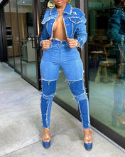 Load image into Gallery viewer, Stitching High Waist Slim Jean Pants
