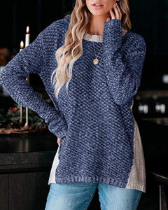 Colorblock Long Sleeve Knit Casual Sweater