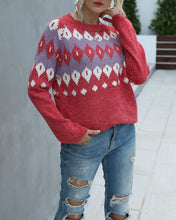 Load image into Gallery viewer, Color Block Christmas Long Sleeve Sweater
