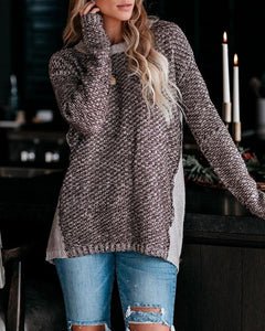 Colorblock Long Sleeve Knit Casual Sweater