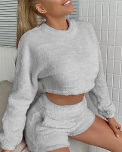 Solid Color Long Sleeve Sweater Suit Sets