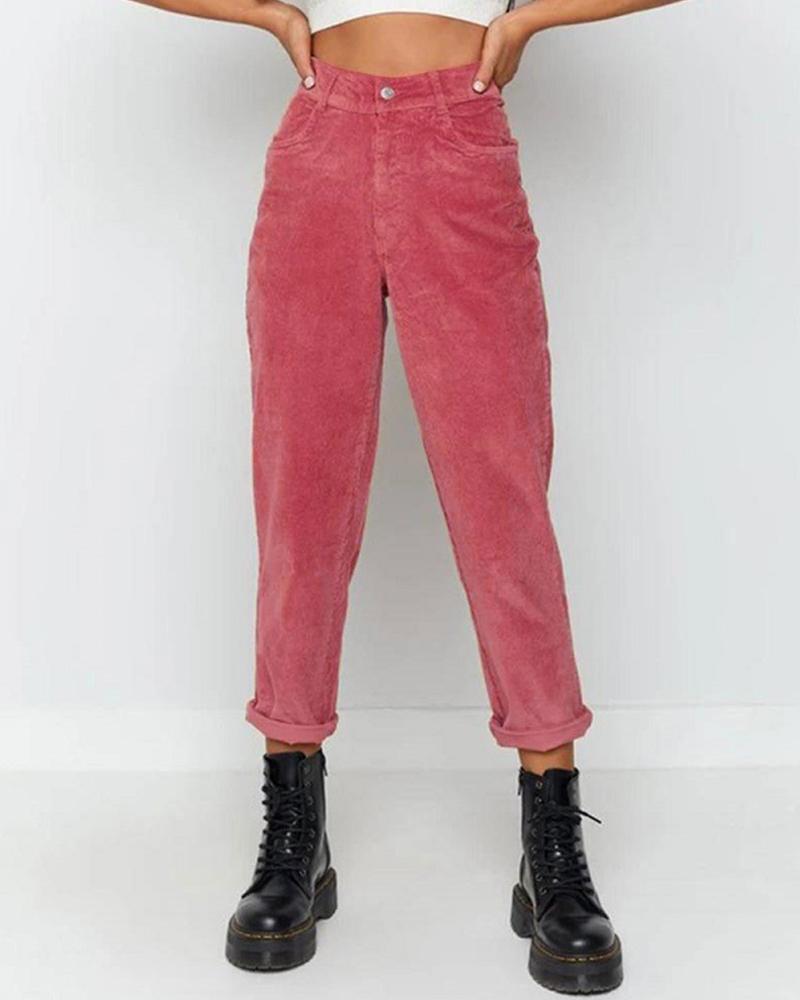 Casual Solid Color Straight Pants